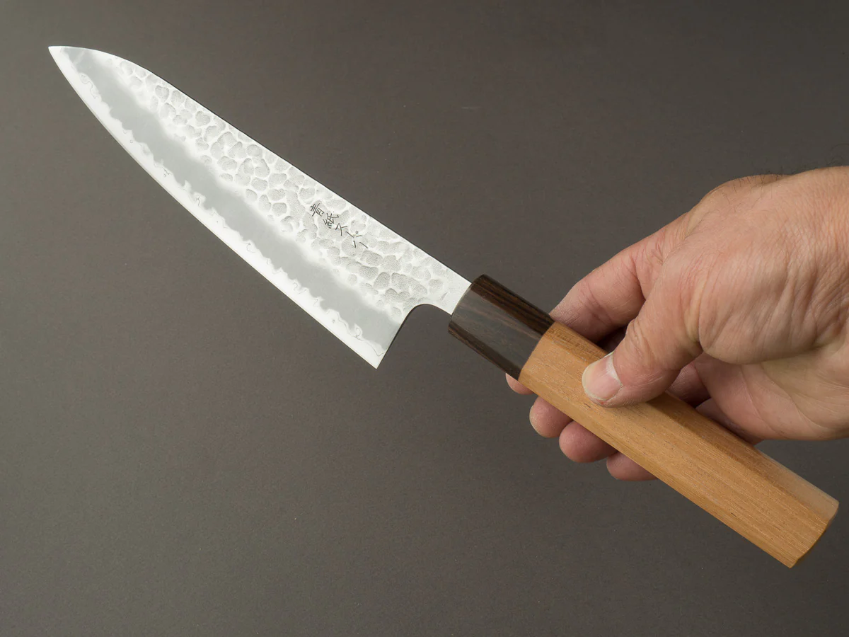 Hitohira - Futana - Super Blue - Migaki Tsuchime - 180mm Gyuto - Cherry Handle - Image 5