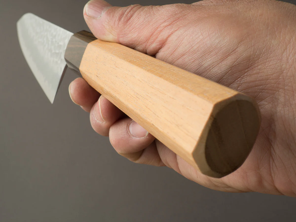 Hitohira - Futana - Super Blue - Migaki Tsuchime - 180mm Gyuto - Cherry Handle - Image 9