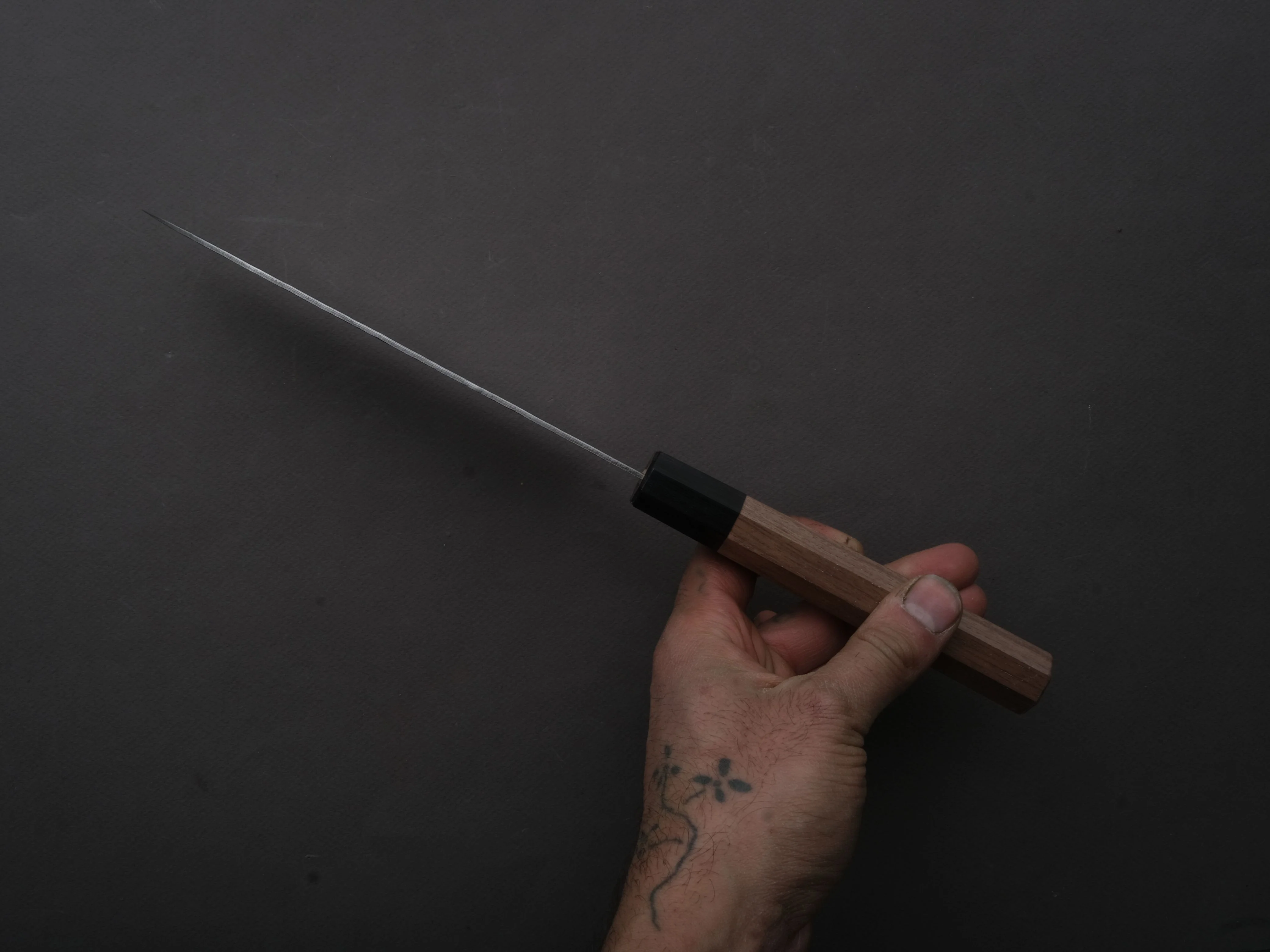 Hitohira - Futana - Swedish Stainless - Nashiji Damascus - Santoku - 170mm - Walnut Handle - Image 5
