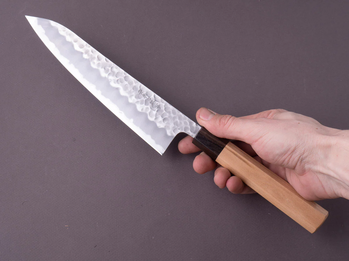 Hitohira - Futana - White #2 - Migaki Tsuchime - 210mm Gyuto - Cherry Handle - Image 6