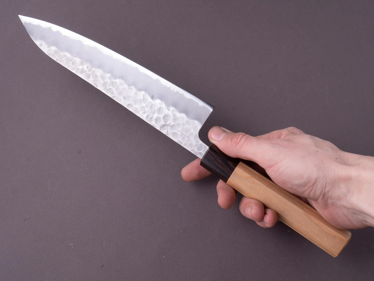 Hitohira - Futana - White #2 - Migaki Tsuchime - 210mm Gyuto - Cherry Handle - Image 7