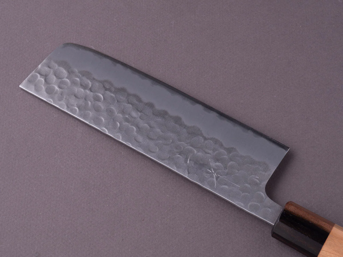 Hitohira - Futana - White #2 Stainless Clad - Migaki Tsuchime - 165mm Nakiri - Cherry Handle - Image 3