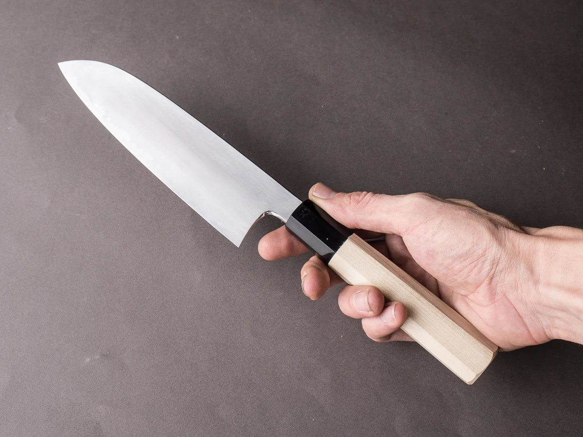 Hitohira - Gorobei x Rikichi - White #2 Kasumi - 165mm Santoku - Ho Wood Handle - Image 6