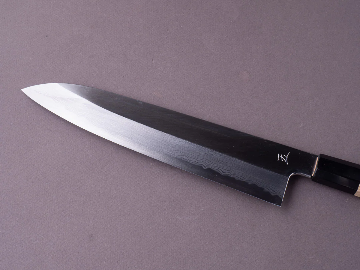 Hitohira - Gorobei x Ren - White #2 - Damascus - 240mm Gyuto - Magnolia Handle - Image 8
