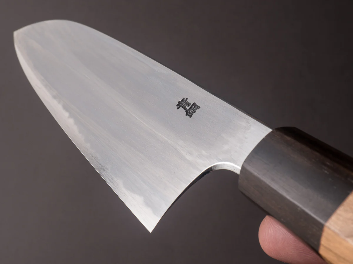 Hitohira - Gorobei x Rikichi - Blue #2 - Kasumi - 165mm Santoku - Cherry & Ebony Handle - Image 10