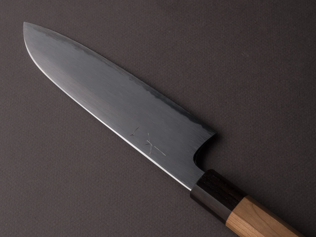 Hitohira - Gorobei x Rikichi - Blue #2 - Kasumi - 165mm Santoku - Cherry & Ebony Handle - Image 2