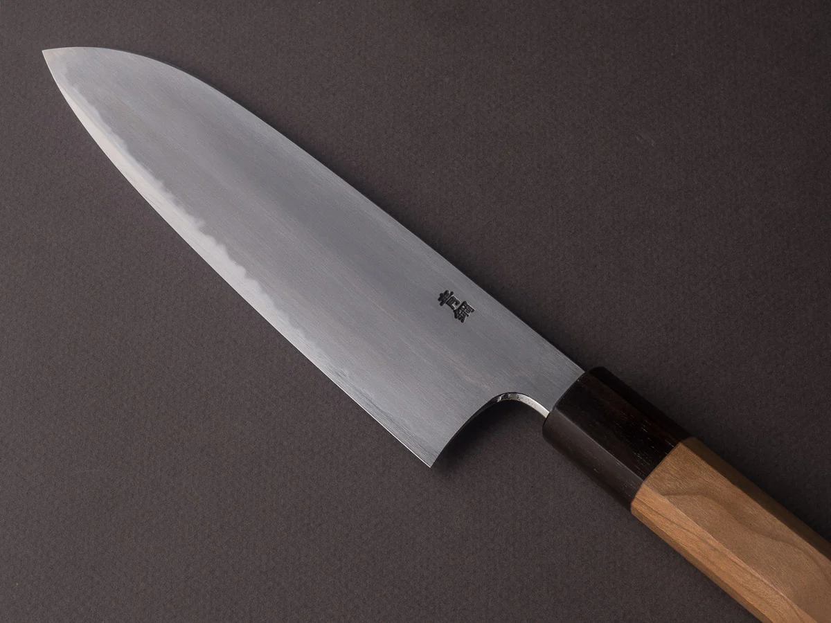 Hitohira - Gorobei x Rikichi - Blue #2 - Kasumi - 165mm Santoku - Cherry & Ebony Handle - Image 3