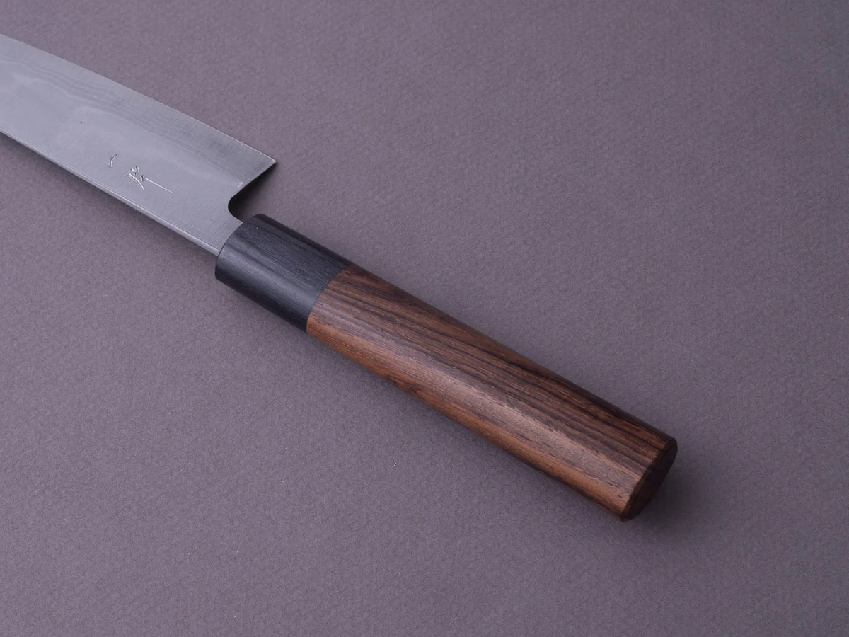 Hitohira - GR - Blue #2 Damascus - 135mm Santoku - Rosewood Handle - Image 4