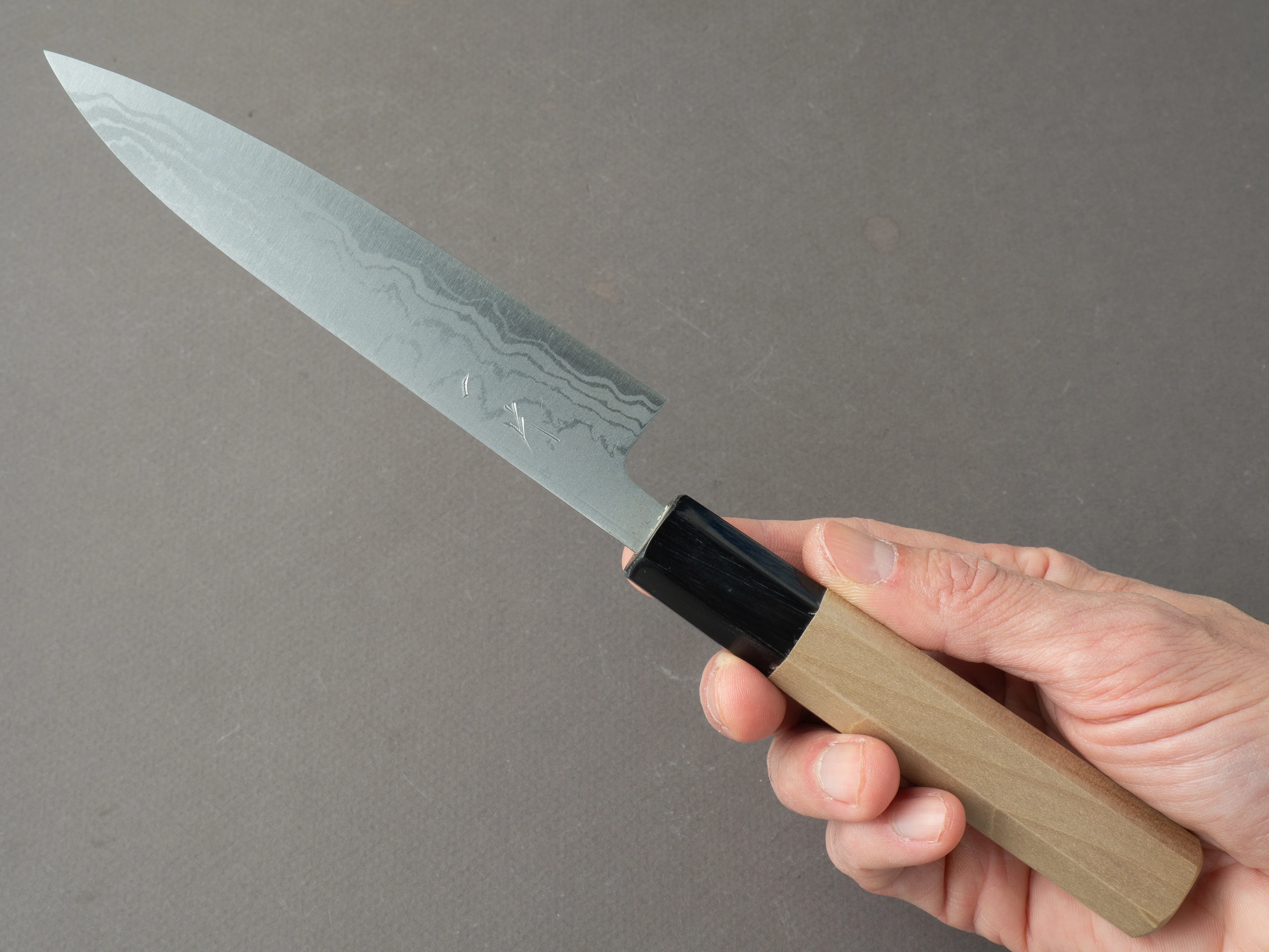 Hitohira - GR - Blue #2 - Damascus - 135mm - Petty - Ho Wood Handle - Image 7