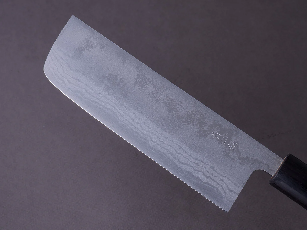 Hitohira - GR - Blue #2 Damascus - 150mm Nakiri - Rosewood Handle - Image 4