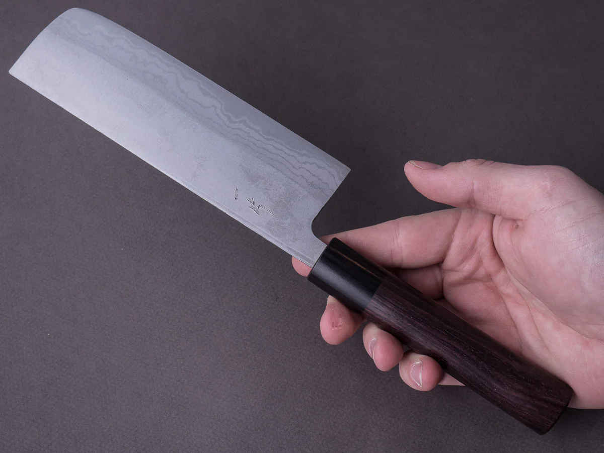 Hitohira - GR - Blue #2 Damascus - 150mm Nakiri - Rosewood Handle - Image 7