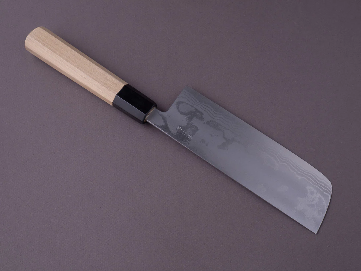 Hitohira - GR - Blue #2 - Damascus - Nakiri - 165mm - Magnolia Handle - Image 2