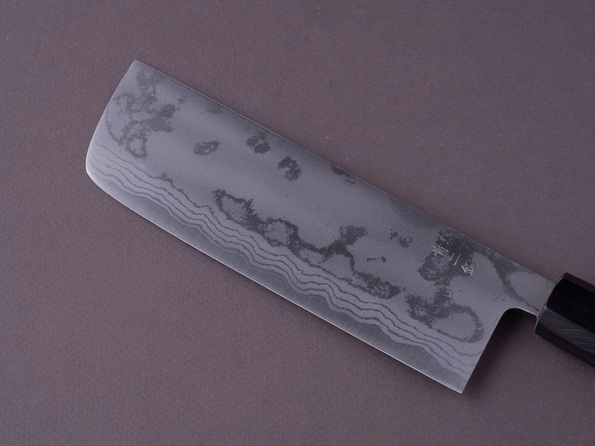 Hitohira - GR - Blue #2 - Damascus - Nakiri - 165mm - Magnolia Handle - Image 5