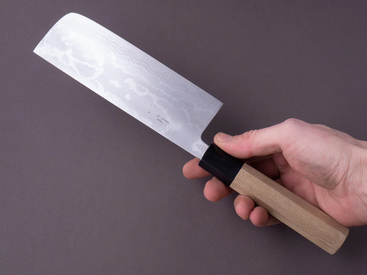Hitohira - GR - Blue #2 - Damascus - Nakiri - 165mm - Magnolia Handle - Image 8