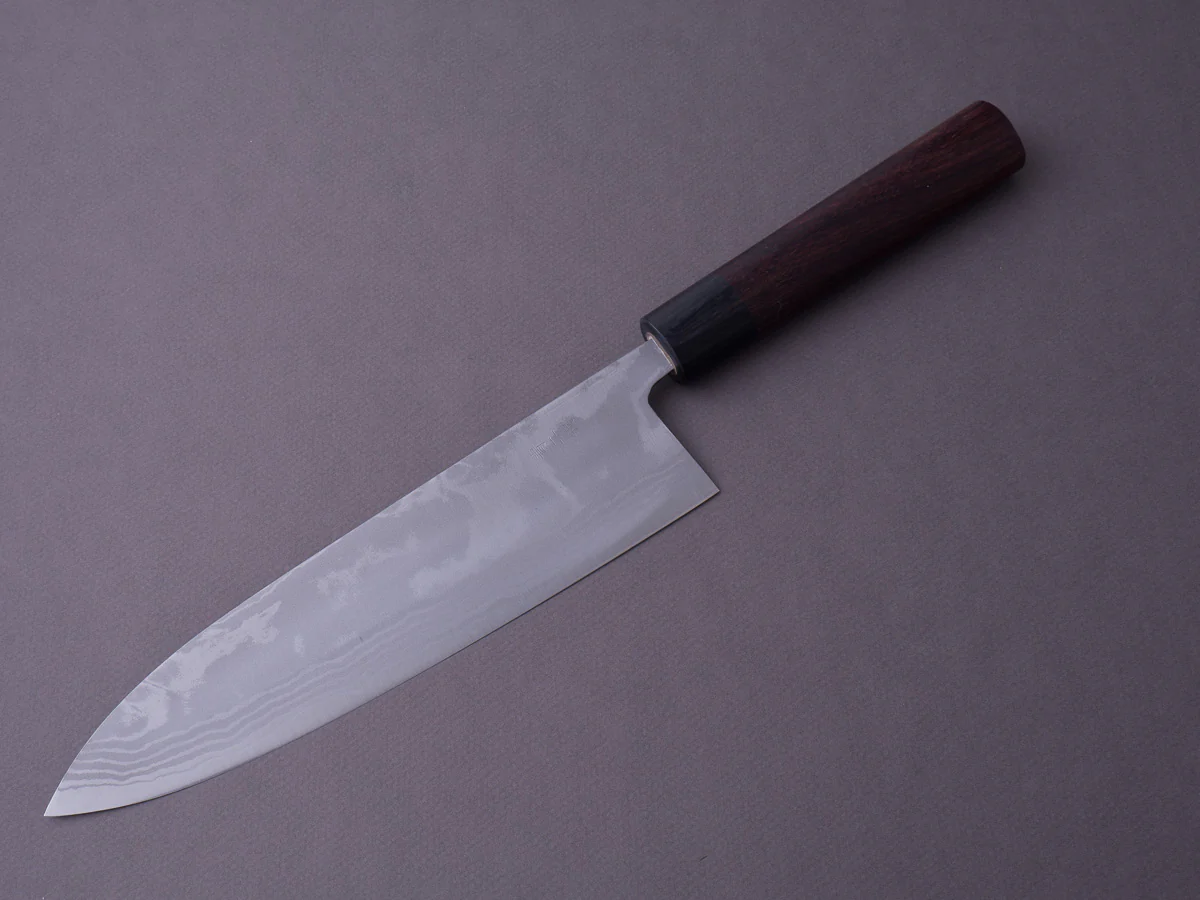 Hitohira - GR - Blue #2 Damascus - 210mm Gyuto - Rosewood Handle - Image 8