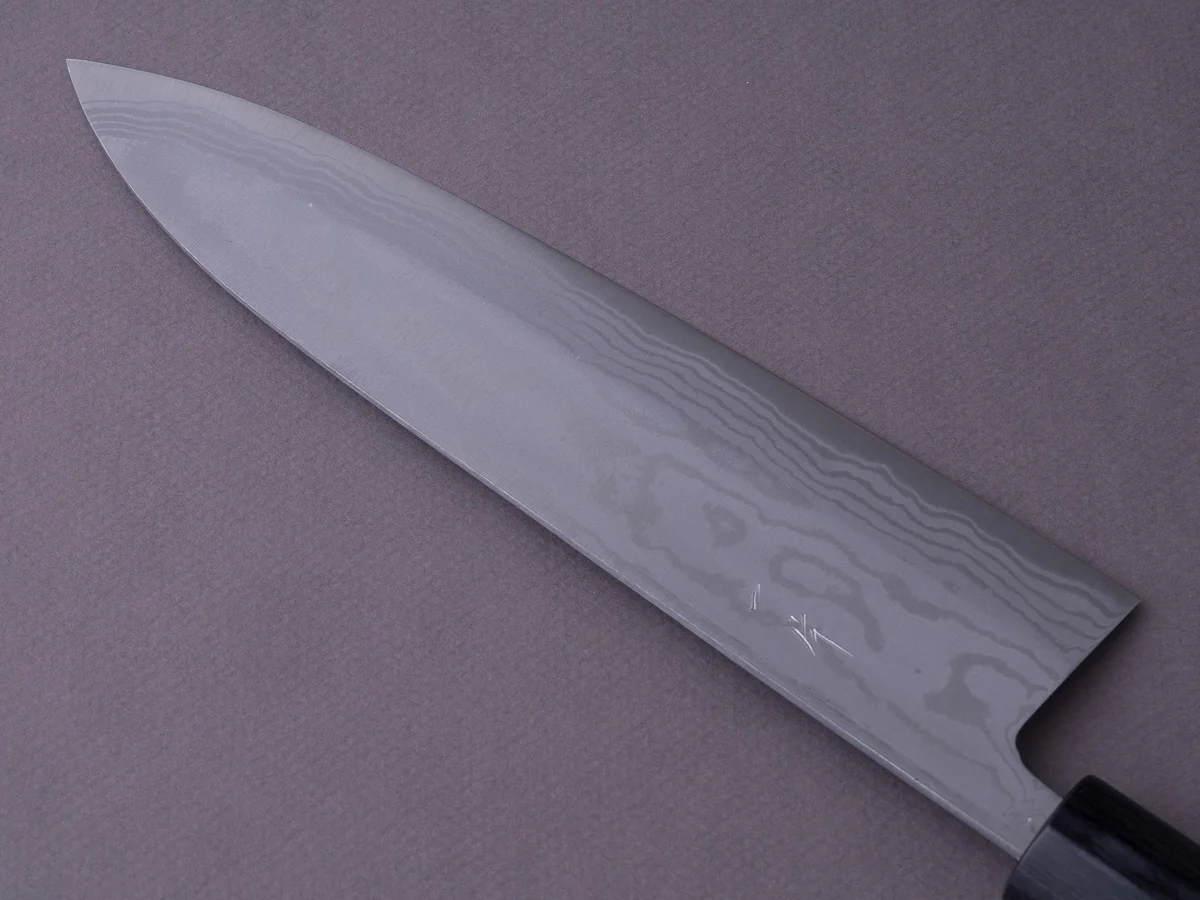 Hitohira - GR - Blue #2 Damascus - 210mm Gyuto - Rosewood Handle - Image 9