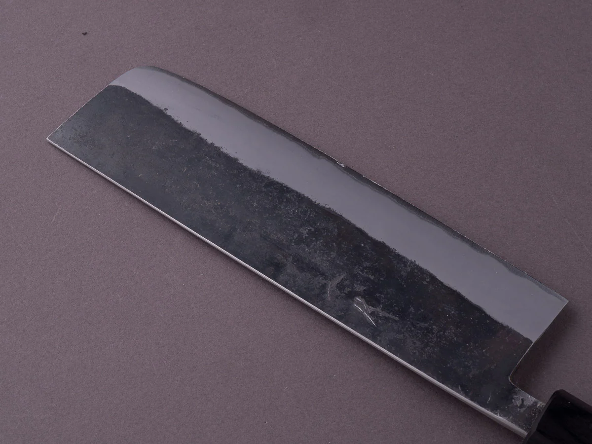 Hitohira - Harima - Blue #2 - Stainless Clad - Kurouchi - Nakiri - 165mm - Walnut Handle - Image 4