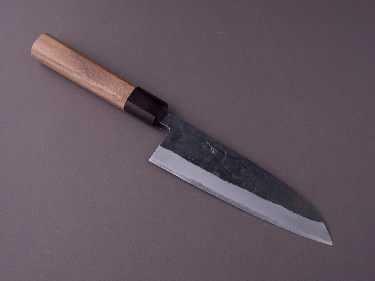 Hitohira - Harima Forged - Blue #2 - Stainless Clad - Kurouchi - Santoku - 165mm - Walnut Handle