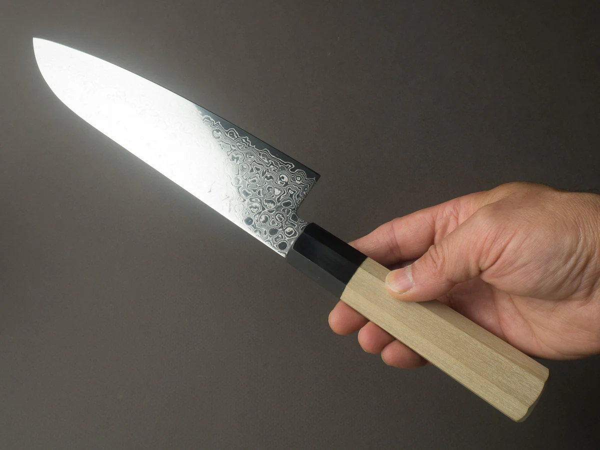 Hitohira - HG - Damascus - 185mm Santoku - Ho Wood Handle - Image 5
