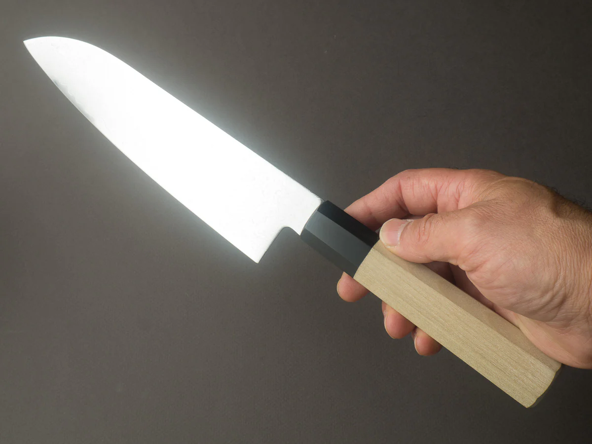 Hitohira - HG - Damascus - 185mm Santoku - Ho Wood Handle - Image 6