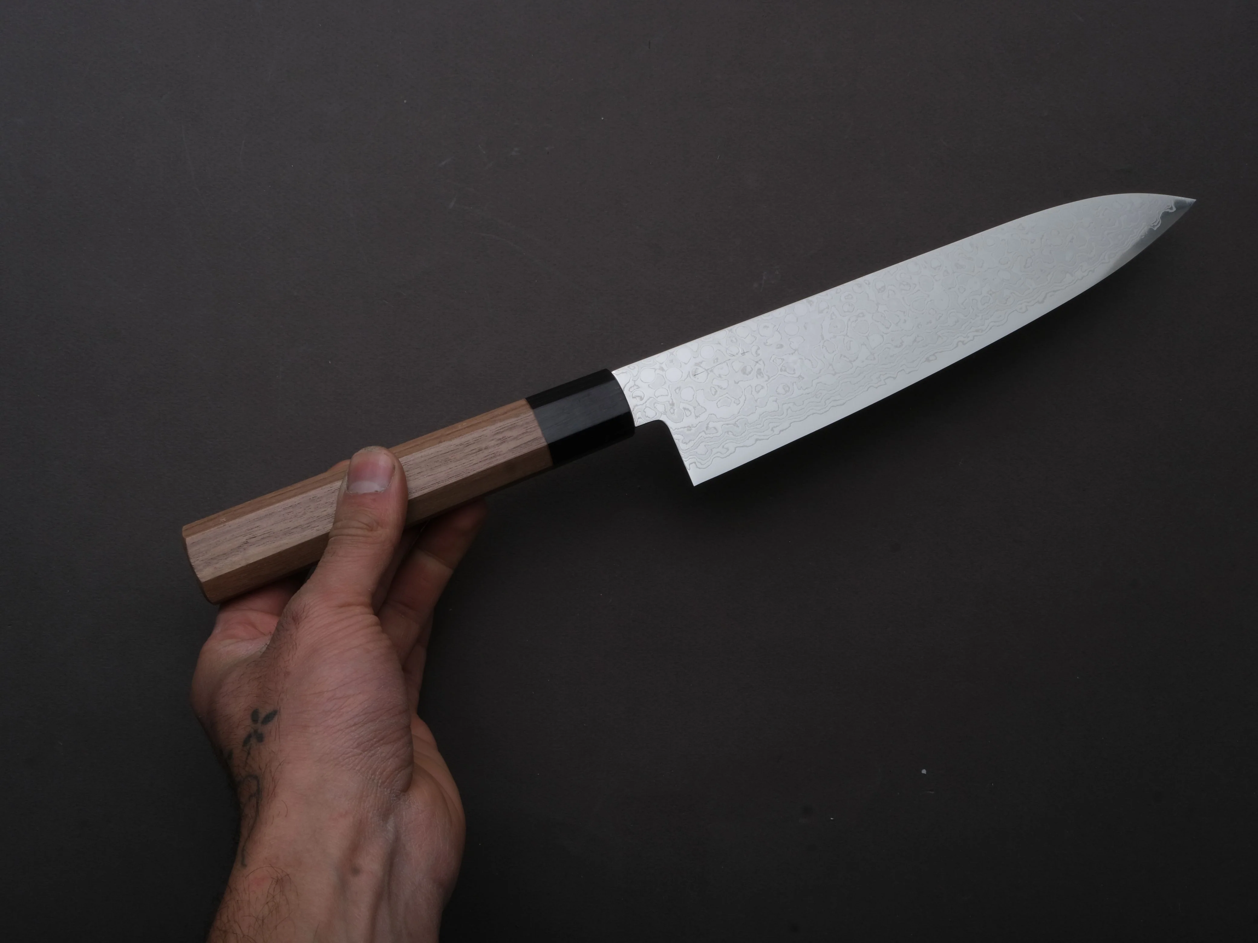 Hitohira - HG - Damascus - Gyuto - 210mm - Walnut Handle - Image 3