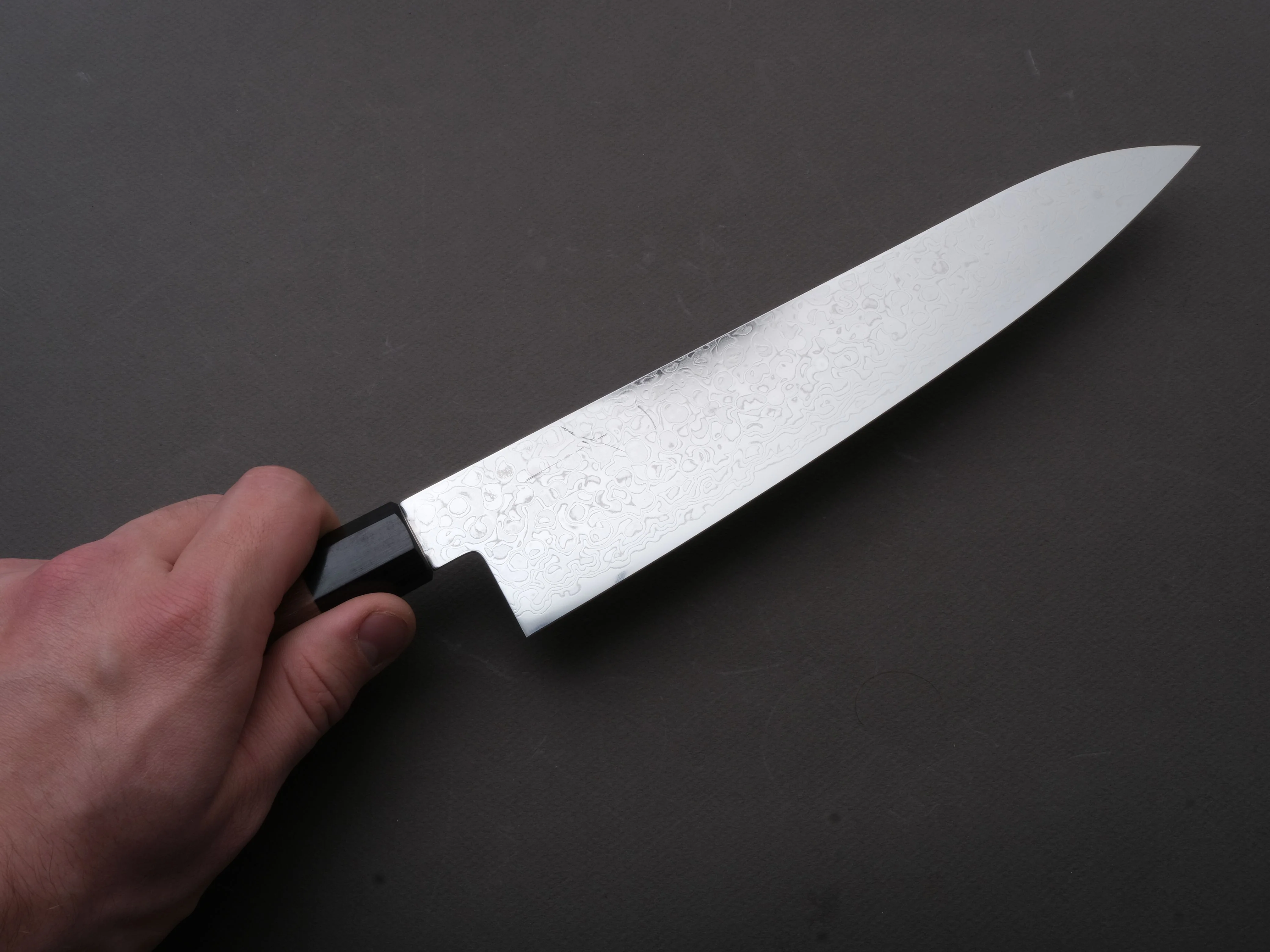 Hitohira - HG - Damascus - Gyuto - 240mm - Walnut Handle - Image 3