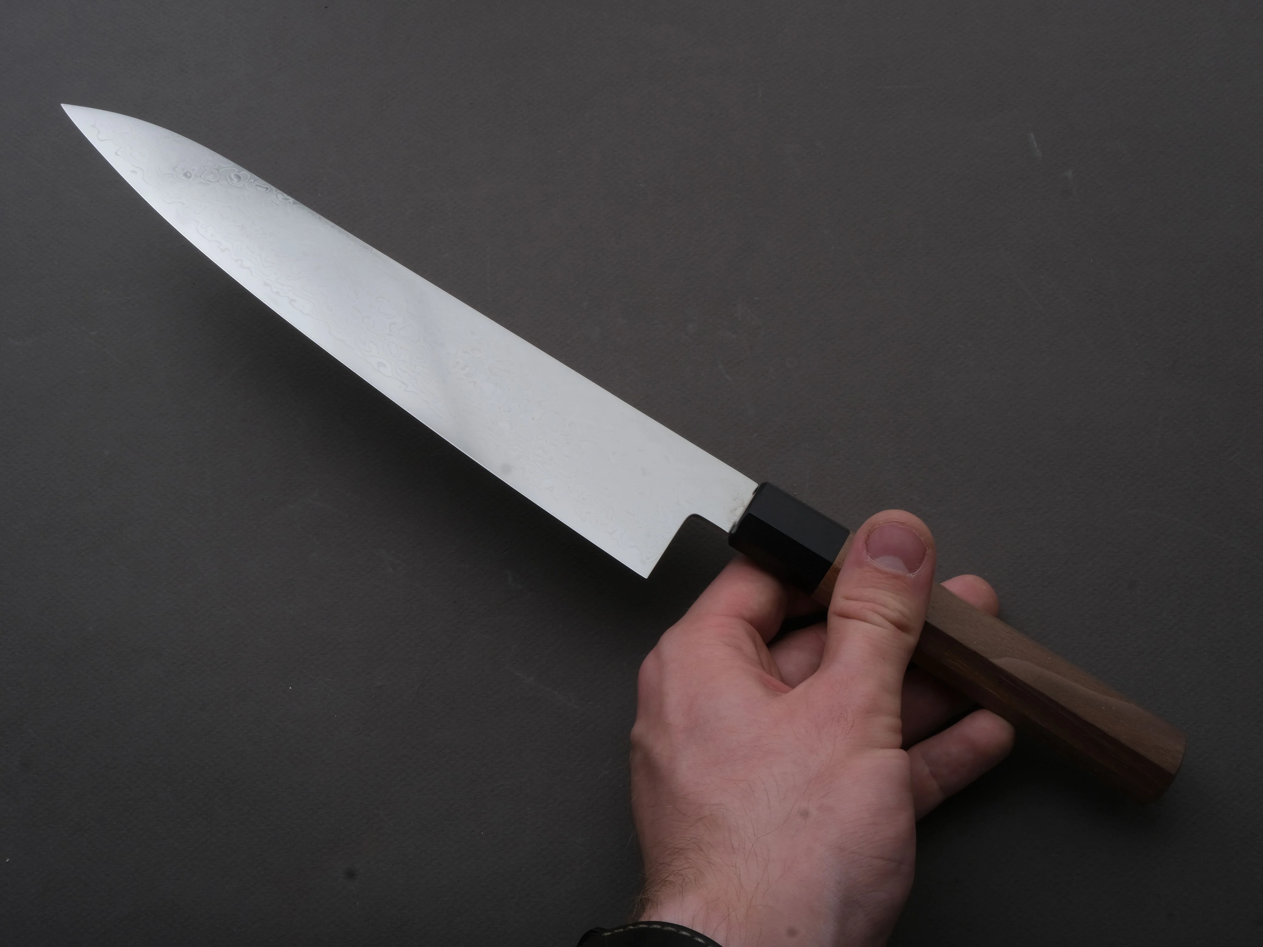 Hitohira - HG - Damascus - Gyuto - 240mm - Walnut Handle - Image 4