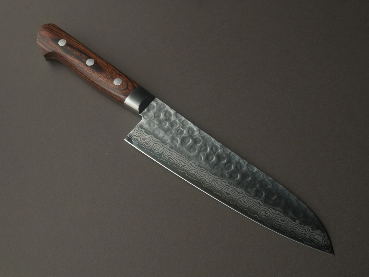 Hitohira - HG - Tsuchime Damascus - 185mm Santoku - Western Handle
