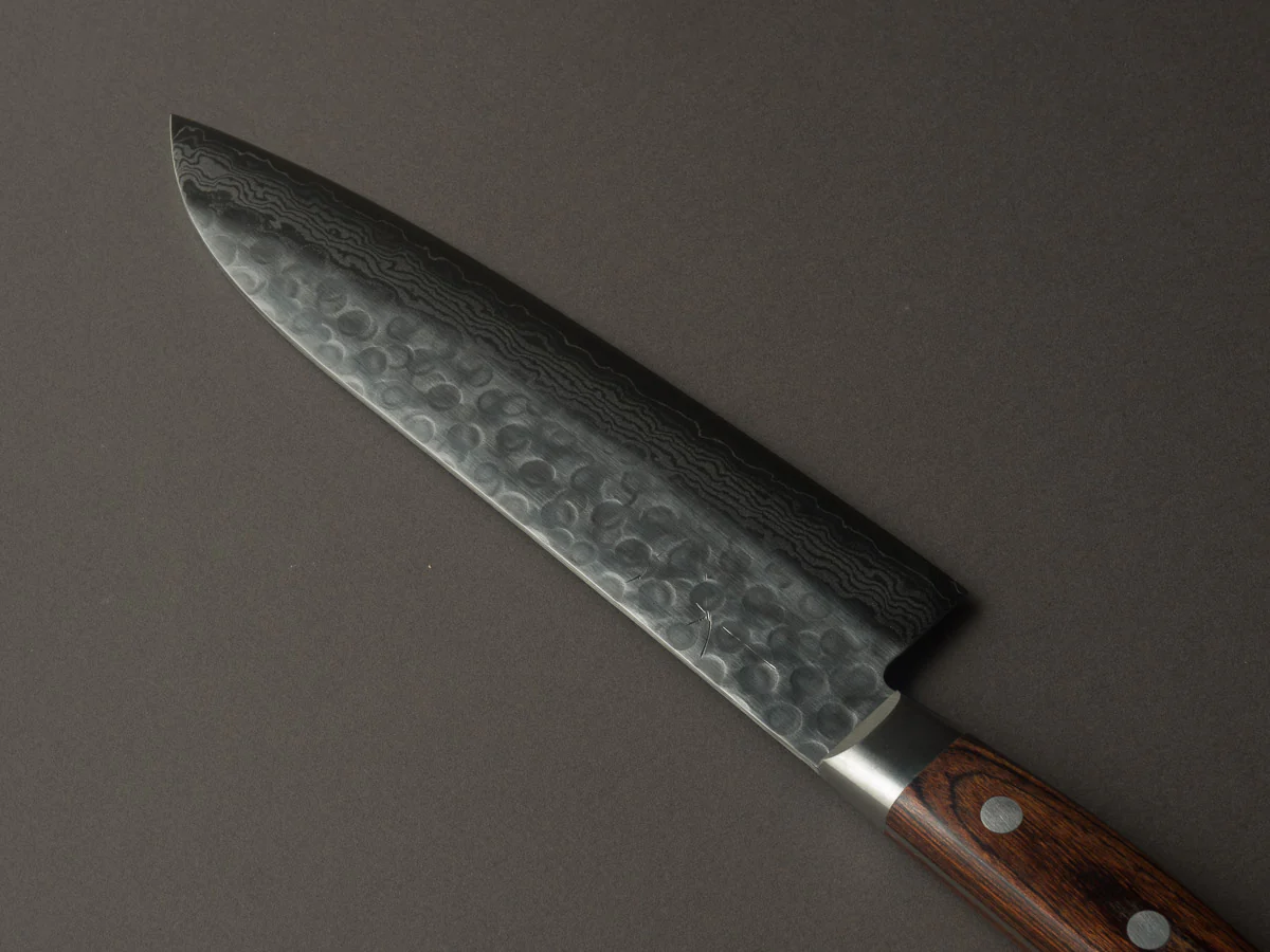 Hitohira - HG - Tsuchime Damascus - 185mm Santoku - Western Handle - Image 2