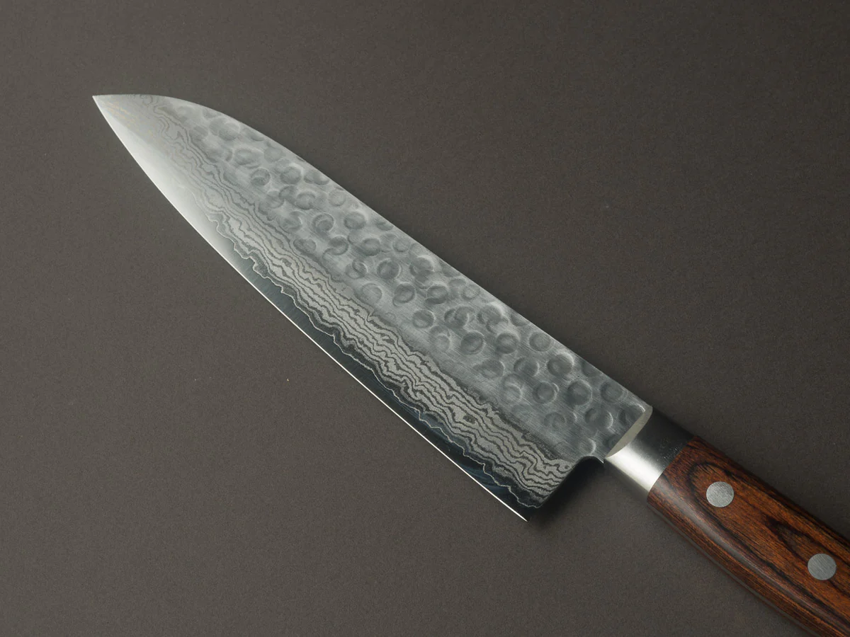 Hitohira - HG - Tsuchime Damascus - 185mm Santoku - Western Handle - Image 3