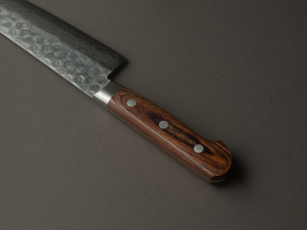 Hitohira - HG - Tsuchime Damascus - 185mm Santoku - Western Handle - Image 4