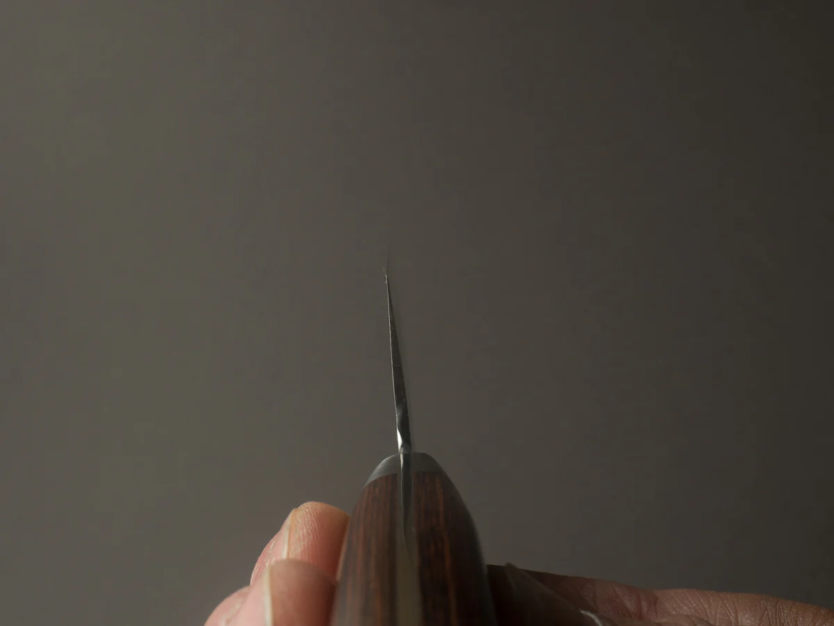 Hitohira - HG - Tsuchime Damascus - 185mm Santoku - Western Handle - Image 8