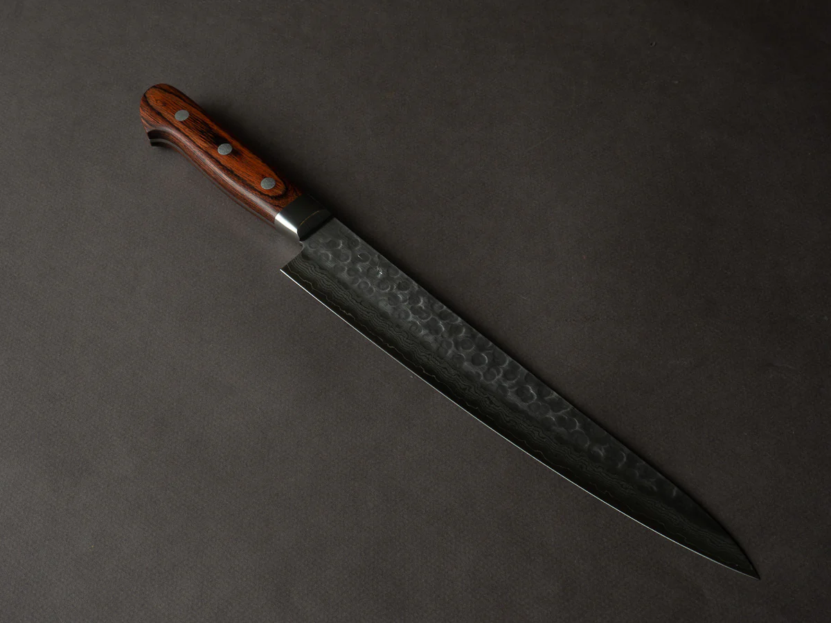 Hitohira - HG - Tsuchime Damascus - 240mm Sujihiki - Western Handle