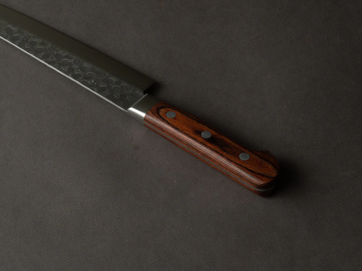 Hitohira - HG - Tsuchime Damascus - 240mm Sujihiki - Western Handle - Image 4