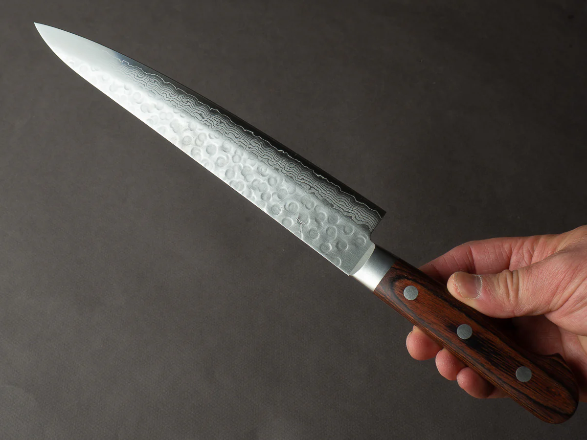 Hitohira - HG - Tsuchime Damascus - 240mm Sujihiki - Western Handle - Image 5