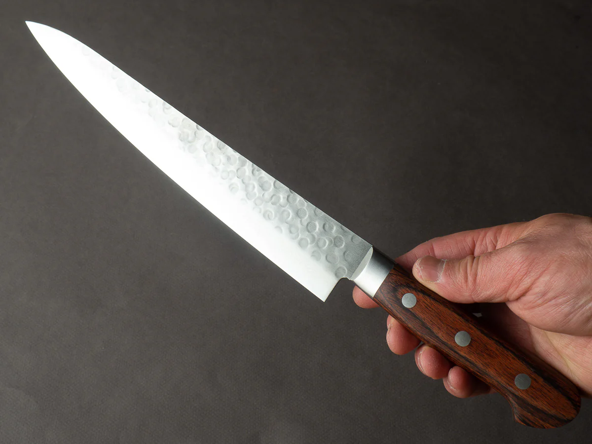 Hitohira - HG - Tsuchime Damascus - 240mm Sujihiki - Western Handle - Image 6