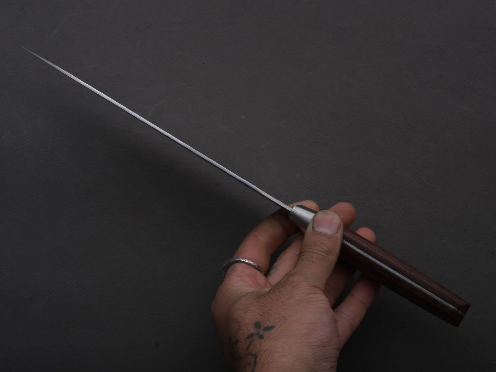 Hitohira - HG - Tsuchime Damascus - Gyuto - 180mm - Imitation Mahogany Handle - Image 5
