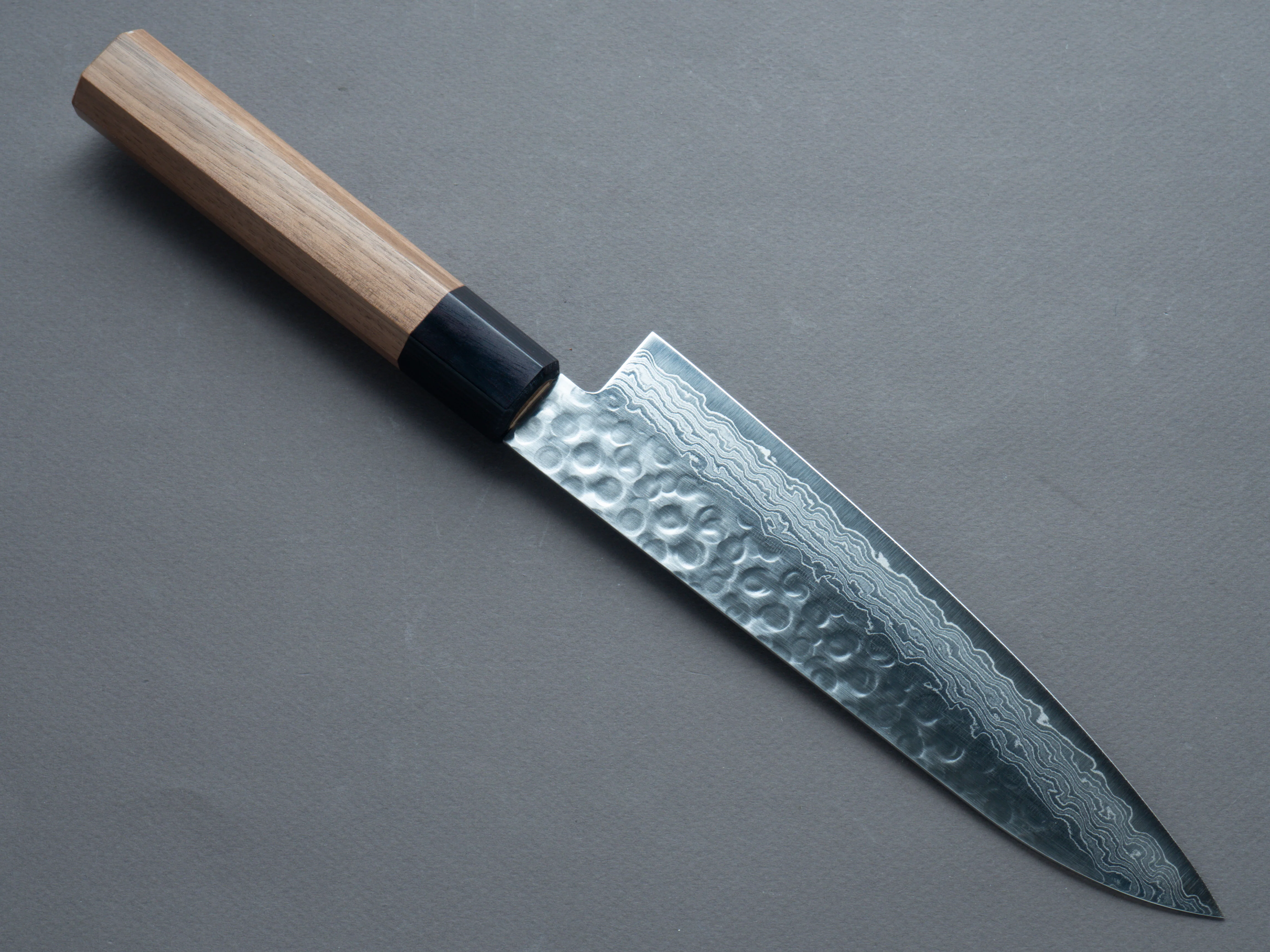 Hitohira - HG - Tsuchime - Damascus - Gyuto - 180mm - Walnut Handle - Image 2