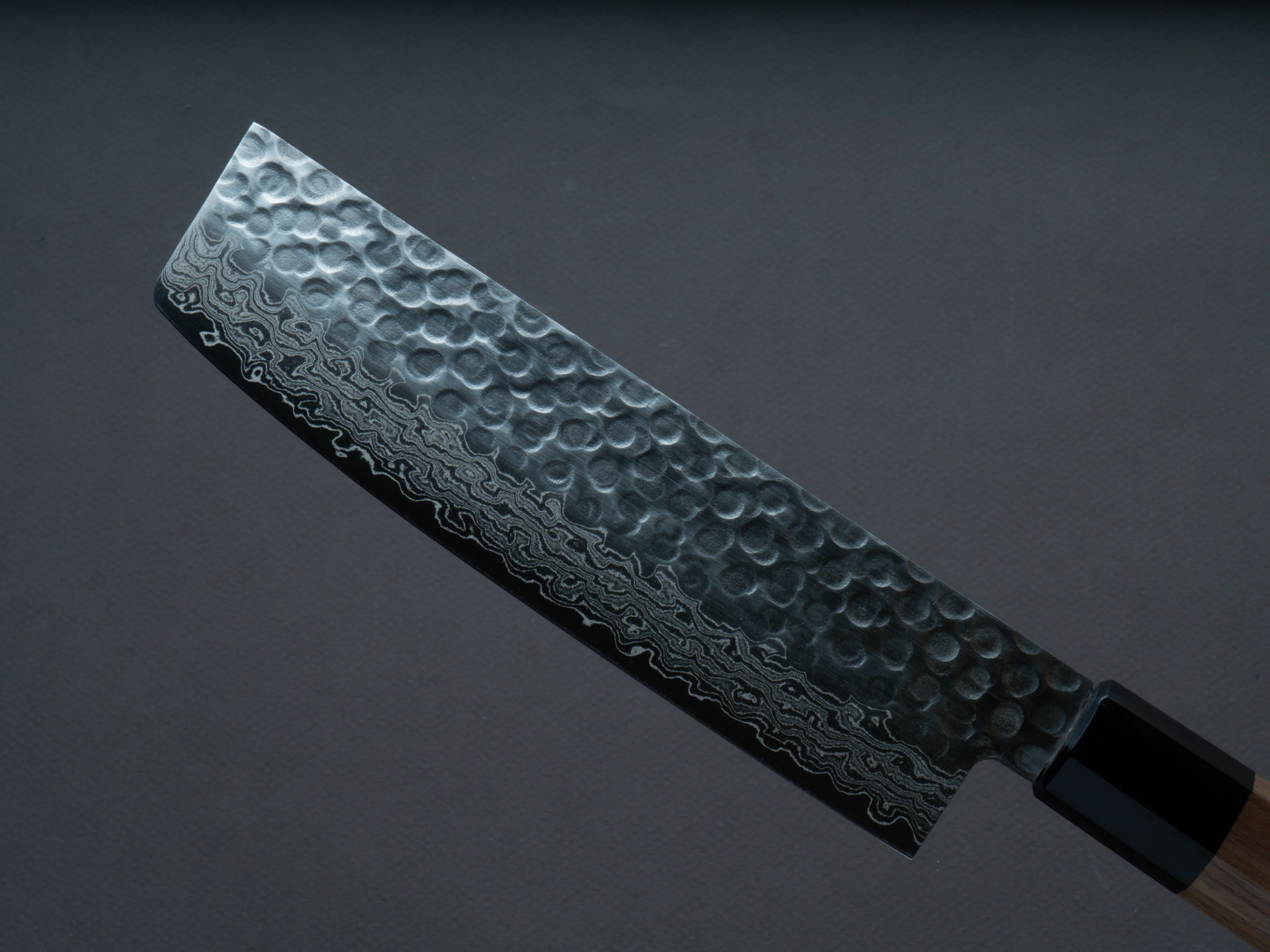 Hitohira - HG - Tsuchime - Damascus - Nakiri - 160mm - Walnut Handle - Image 3