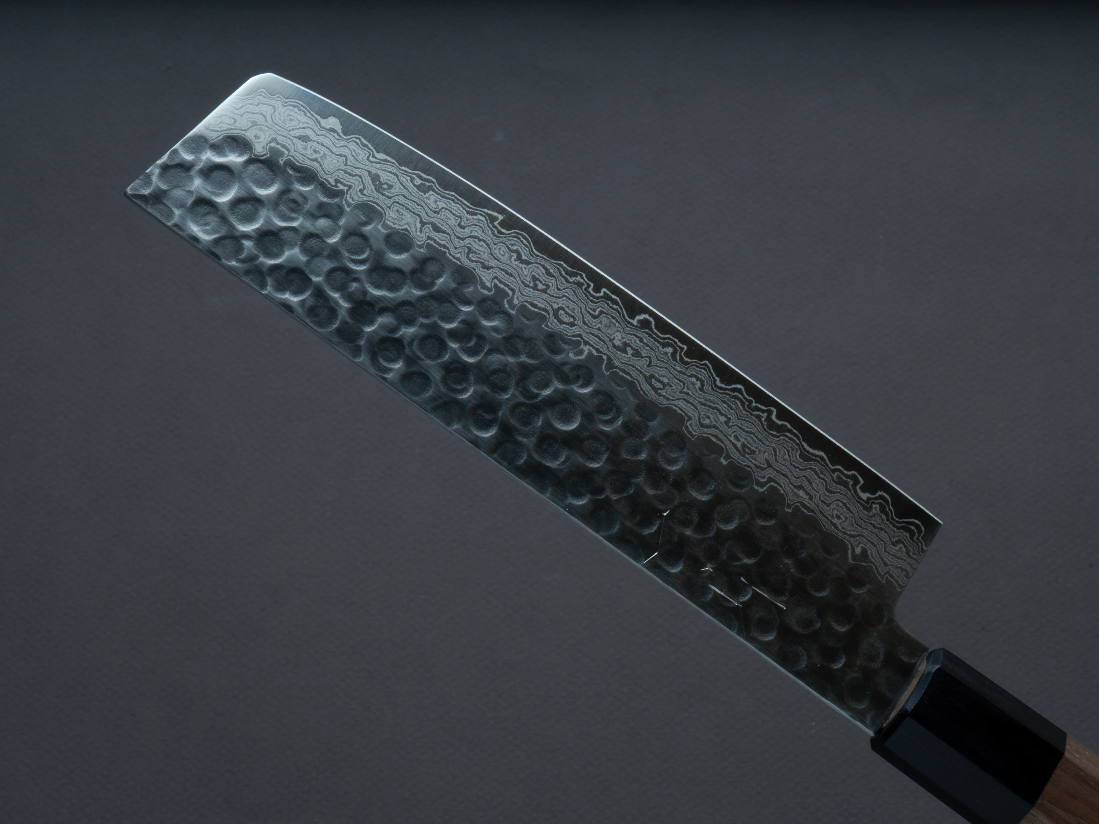 Hitohira - HG - Tsuchime - Damascus - Nakiri - 160mm - Walnut Handle - Image 4