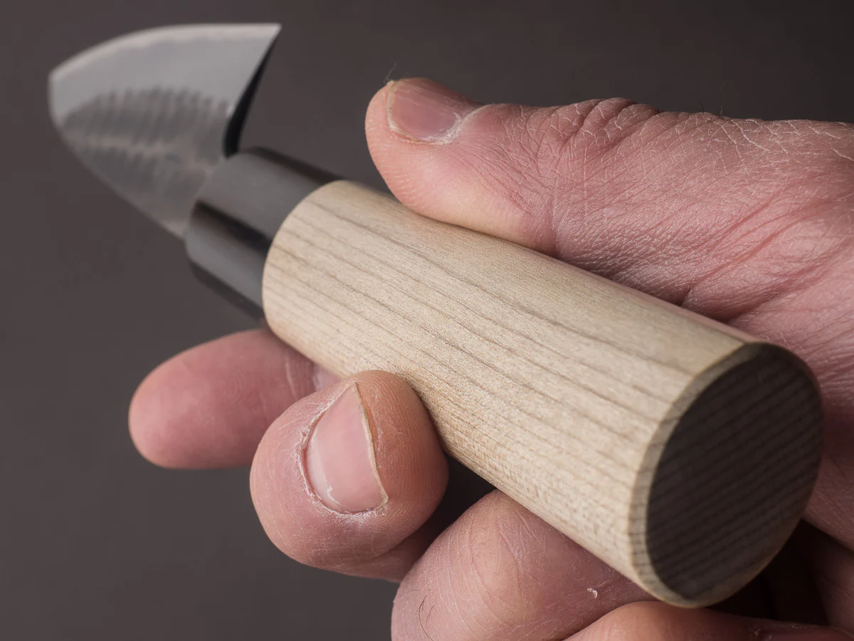 Hitohira - Hinode - White #2 - Stainless Clad Tsuchime - 90mm Paring - Ho Wood Handle - Image 9