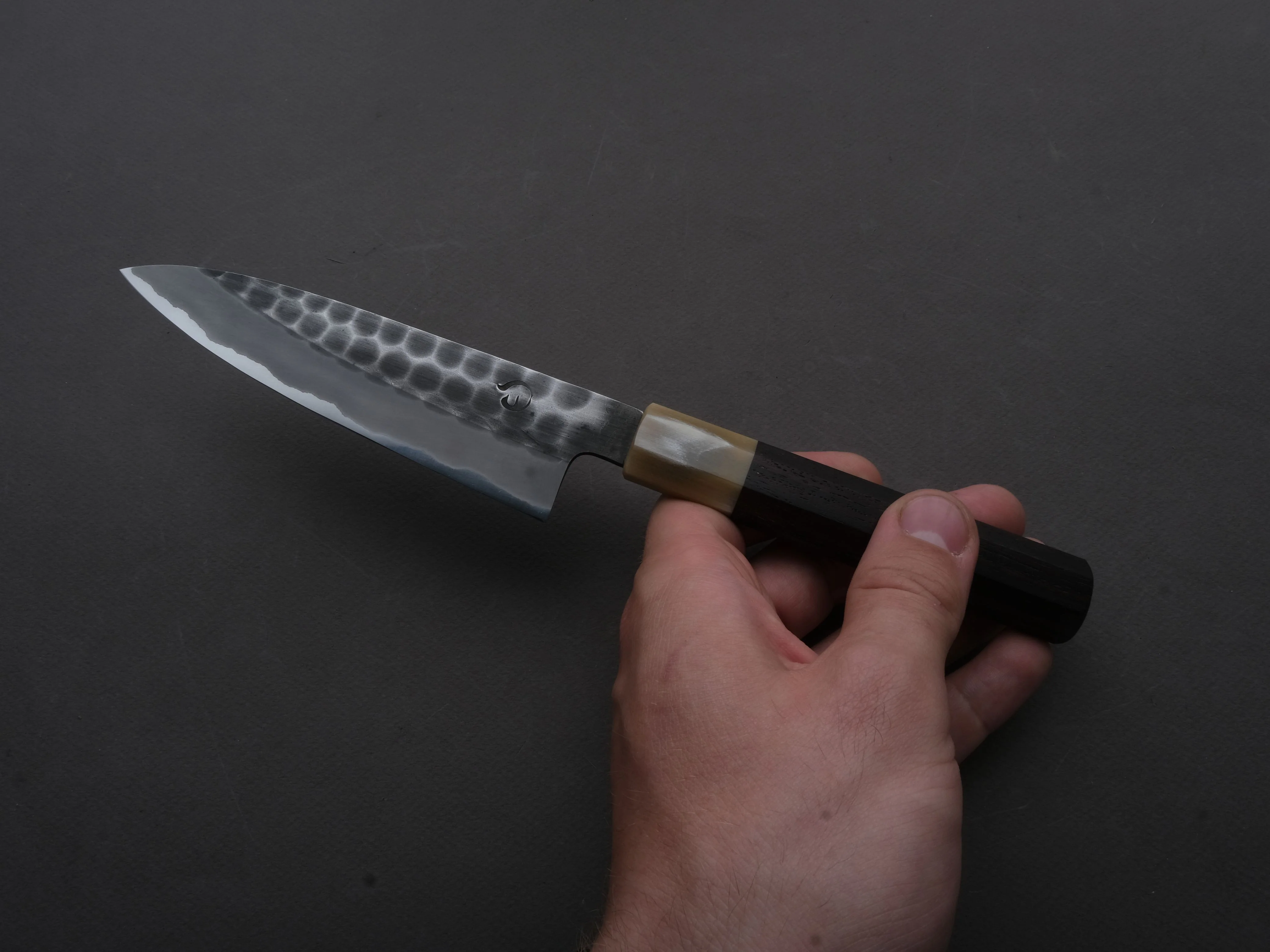 Hitohira - Hinode - White #2 - Stainless Clad - Tsuchime - Petty - 135mm - Taihei Rosewood Handle - Image 4