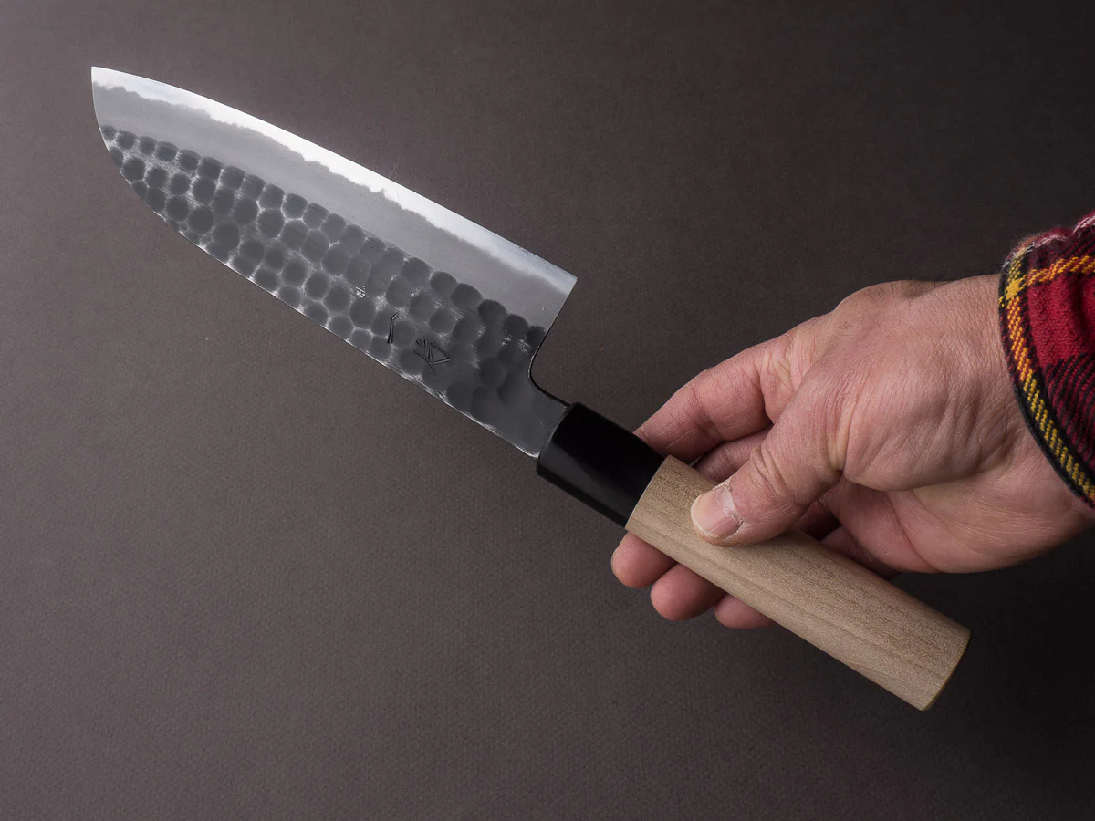 Hitohira - Hinode - White #2 Tsuchime - 165mm Santoku - Ho Wood Handle - Image 5