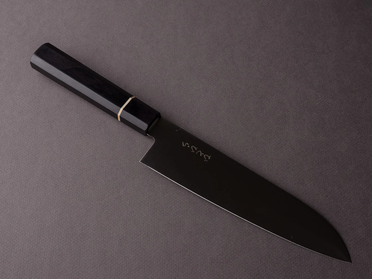 Hitohira - Hiragana - WS - 185mm Santoku - Black Pakka Handle