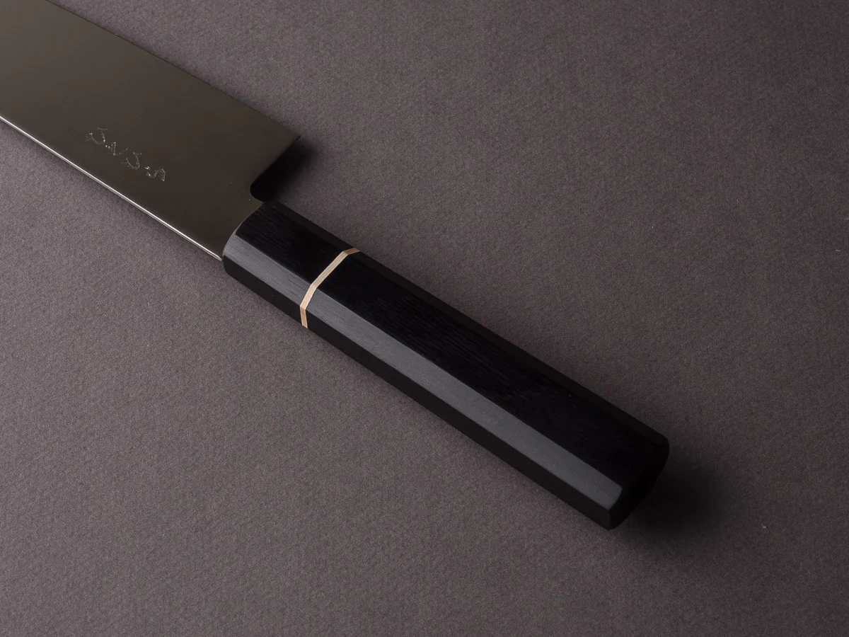 Hitohira - Hiragana - WS - 185mm Santoku - Black Pakka Handle - Image 4