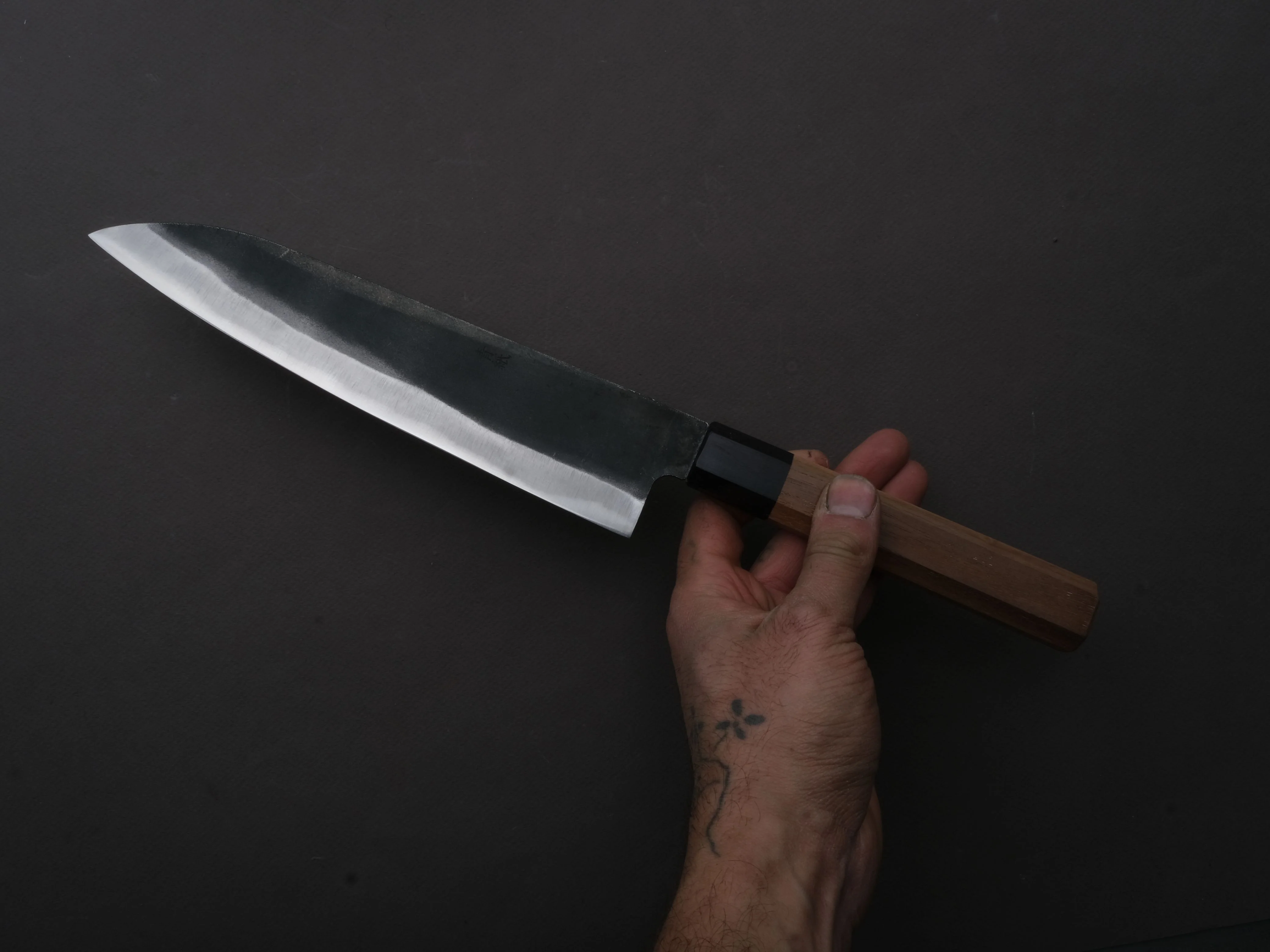 Hitohira - Hizen - Blue #1 - Kurouchi - Gyuto - 210mm - Walnut Handle - Image 3