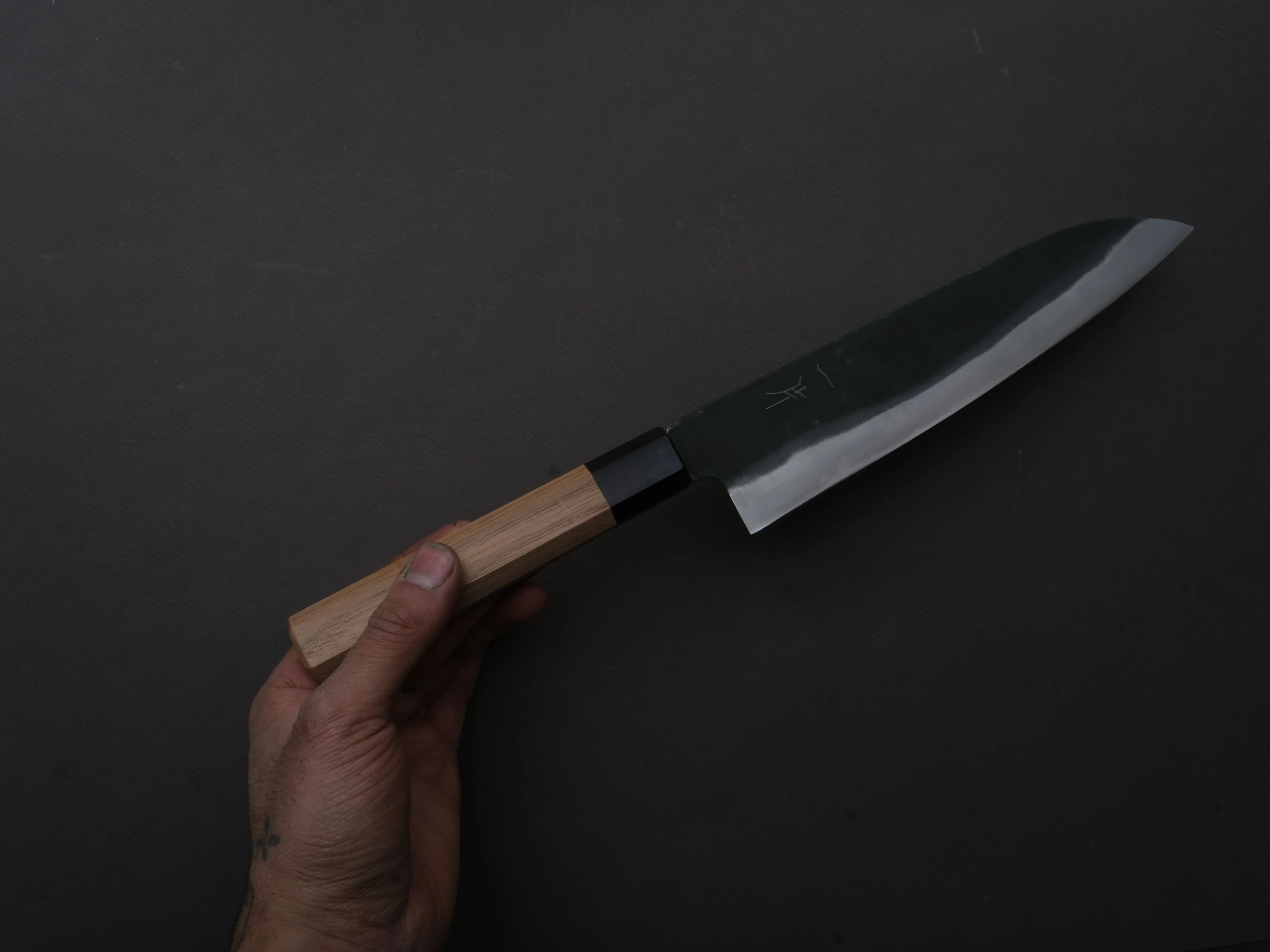 Hitohira - Hizen - Blue #1 - Kurouchi - Gyuto - 210mm - Walnut Handle - Image 4