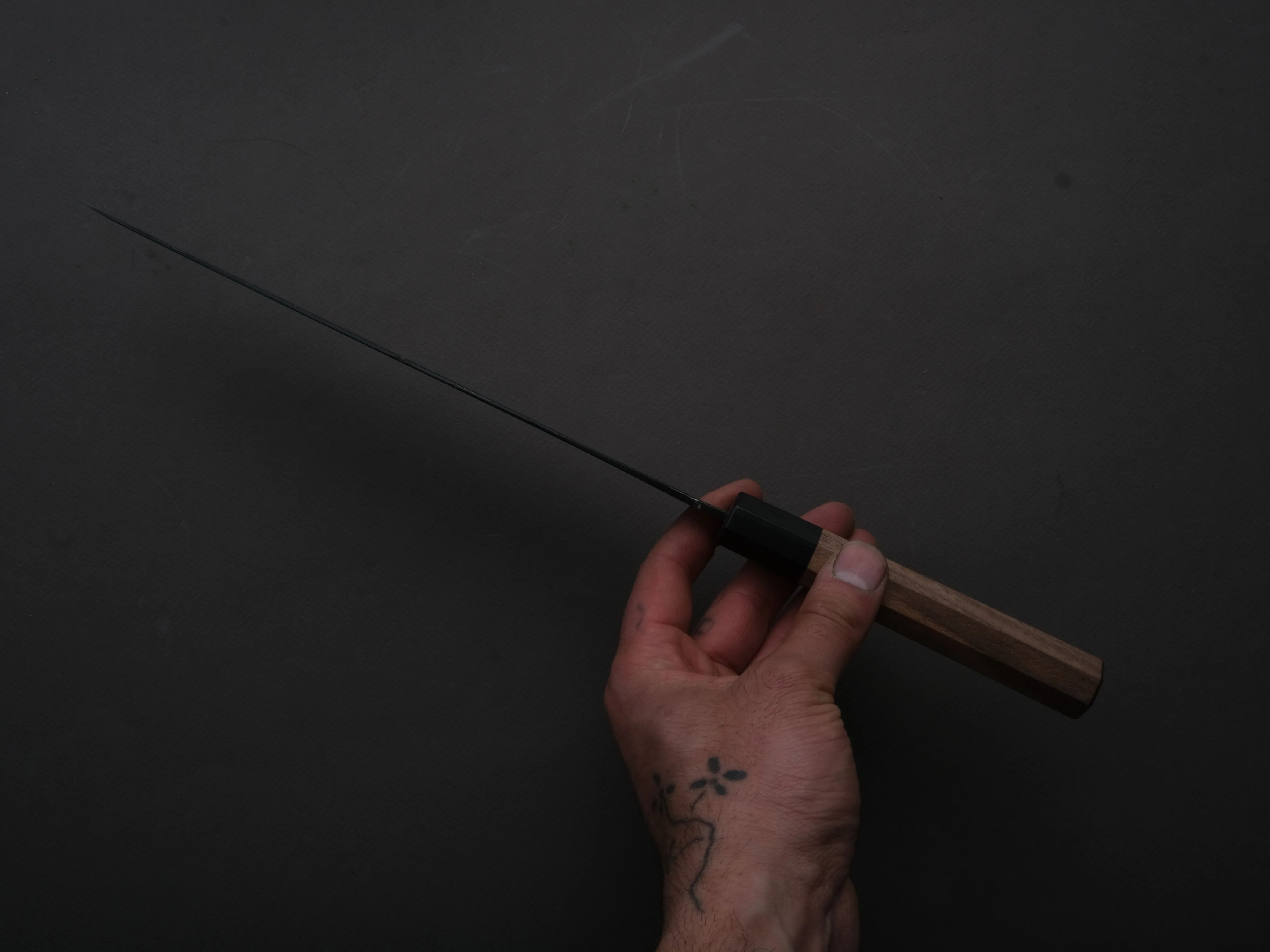 Hitohira - Hizen - Blue #1 - Kurouchi - Sujihiki -240mm - Walnut Handle - Image 5