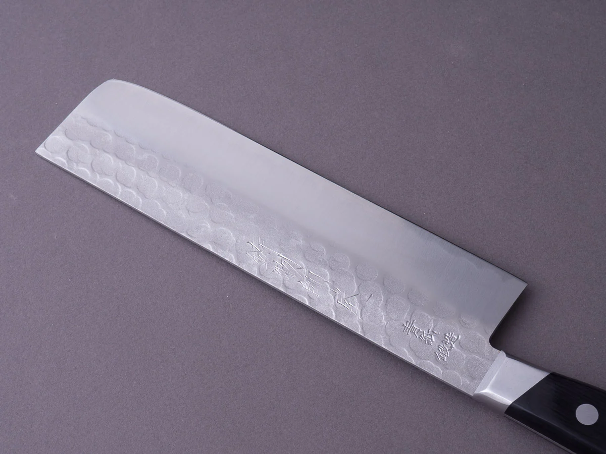 Hitohira - Imojiya Kuma - Blue #2 Nashiji Tsuchime - 165mm Nakiri - Western Handle - Image 3