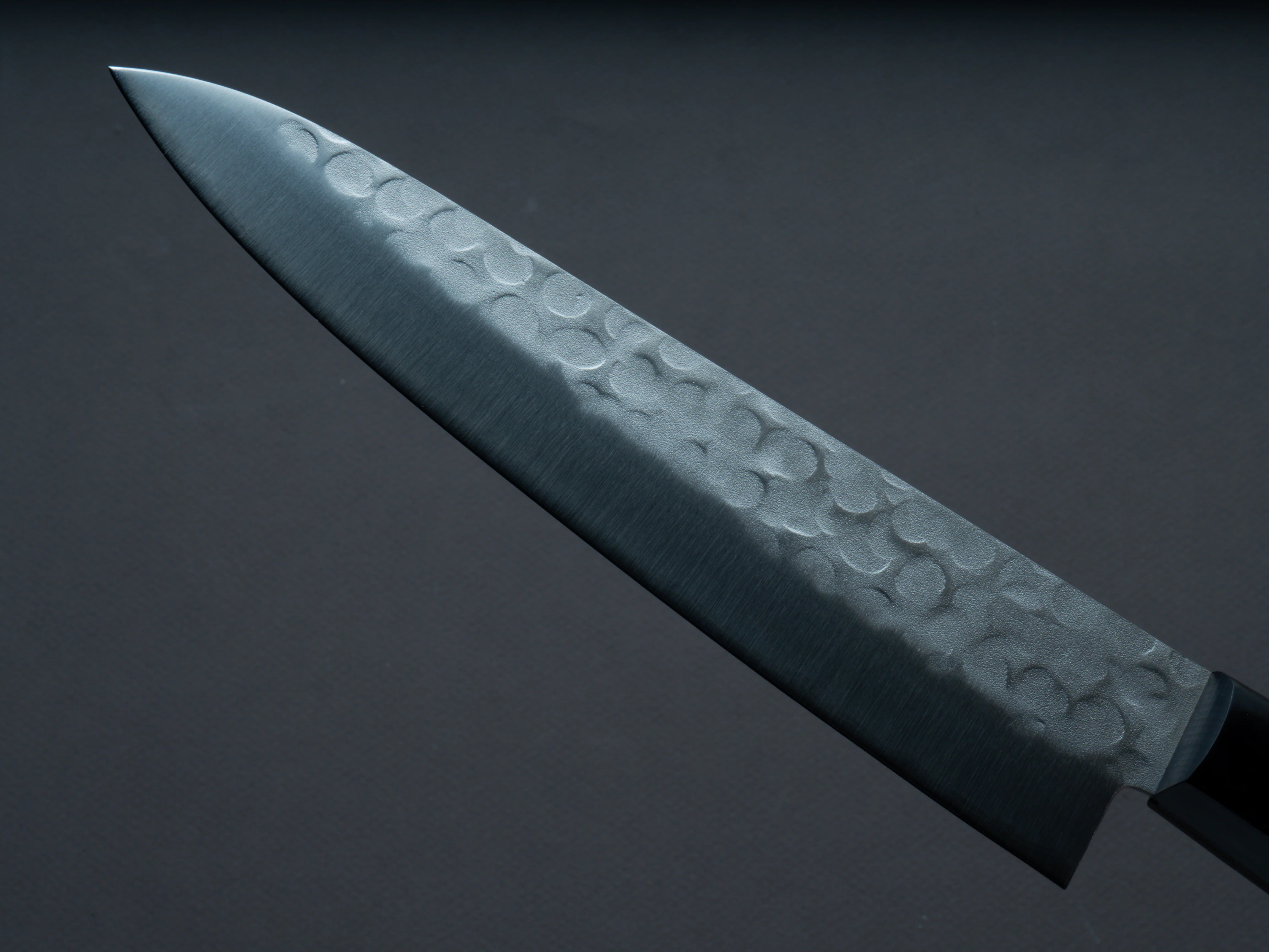 Hitohira - Imojiya - Kuma - Blue #2 - Nashiji - Tsuchime - Gyuto 180mm - Pakka Handle (No Bolster) - Image 3